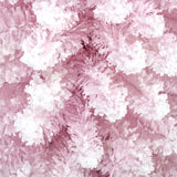 HOMCOM 7' Decorated Christmas Tree Snow Flocked Artificial Christmas Tree with Pencil Shape, Realistic Branches, Pink