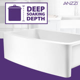 Mesa Series Farmhouse Solid Surface 33 in. 0-Hole Single Bowl Kitchen Sink with 1 Strainer in Matte White