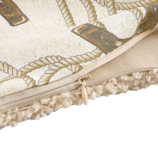 Pierre Equestrian Cotton Sateen Teddy-Backed Pillow