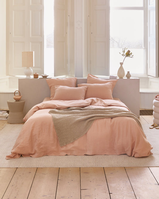 Peach linen duvet cover set (3 pcs)