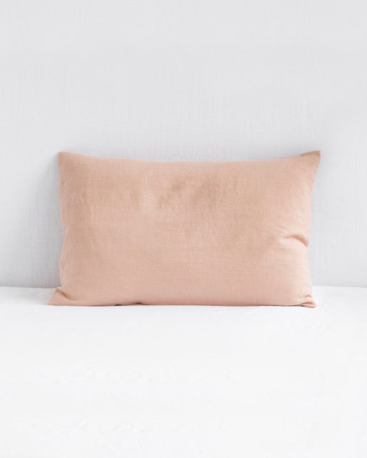 Peach linen pillowcase