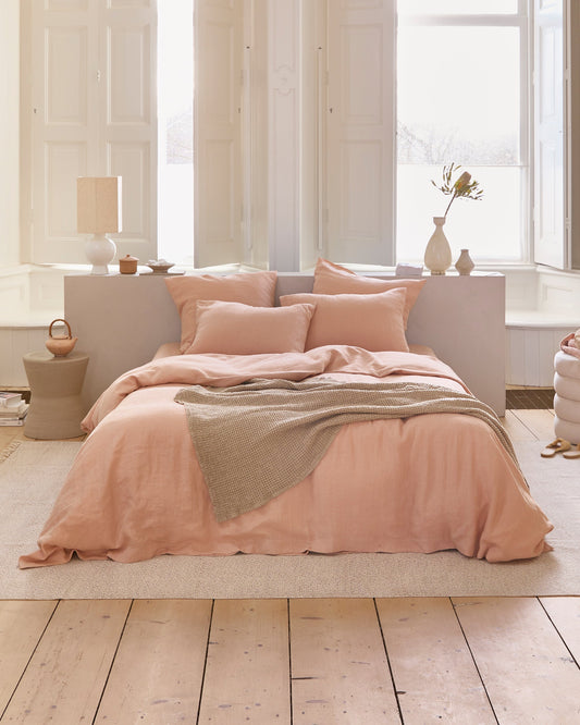 Peach linen pillowcase