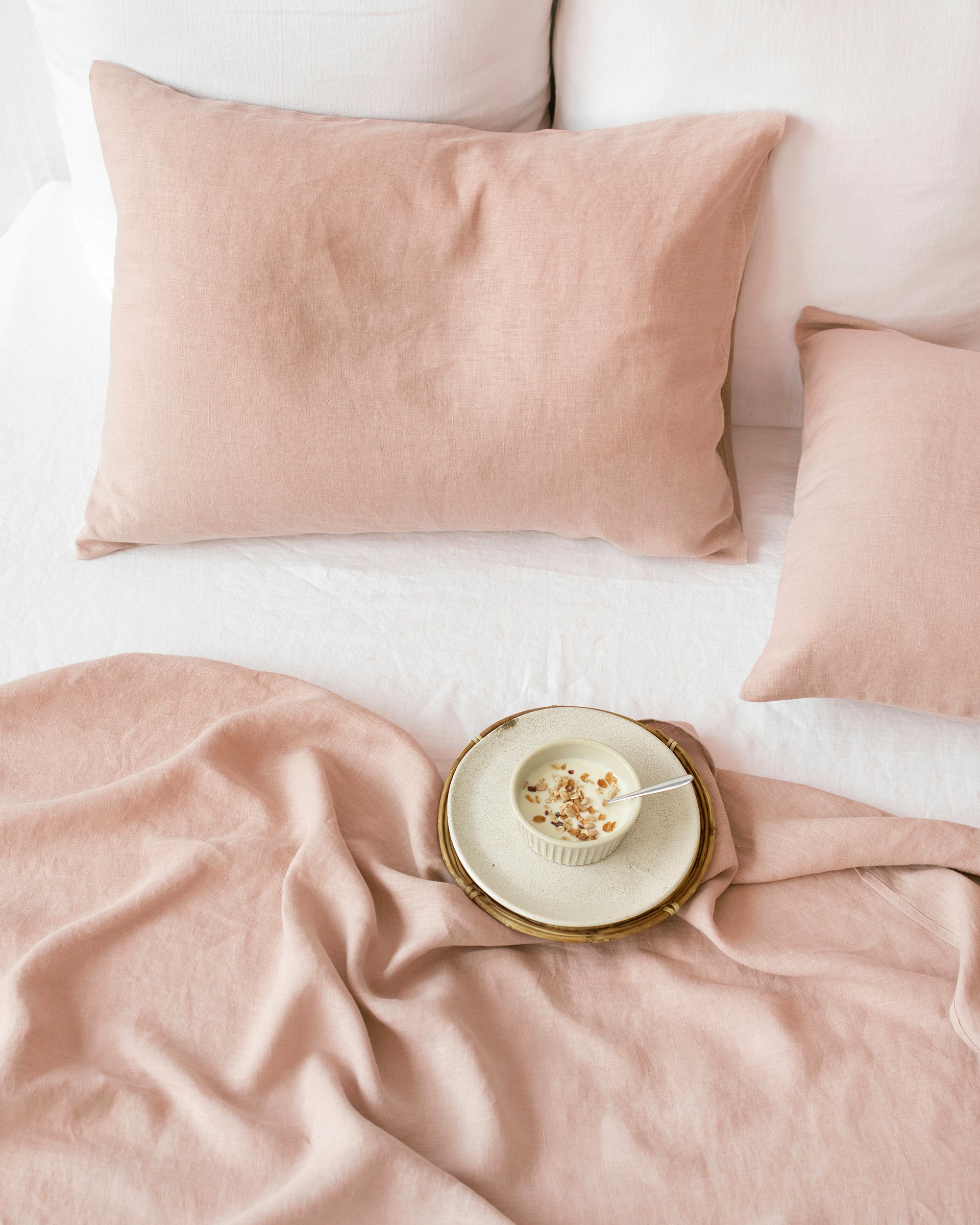 Peach linen pillowcase