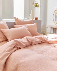 Peach linen pillowcase