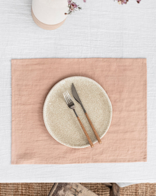 Peach linen placemat set of 2