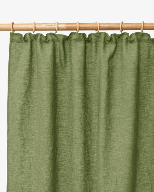 Pencil pleat linen curtain panel (1 pcs) in Forest green