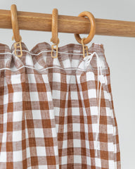 Pencil pleat linen curtain panel (1 pcs) in Cinnamon gingham