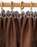 Pencil pleat linen curtain panel (1 pcs) in Chocolate brown