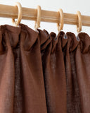 Pencil pleat linen curtain panel (1 pcs) in Chocolate brown