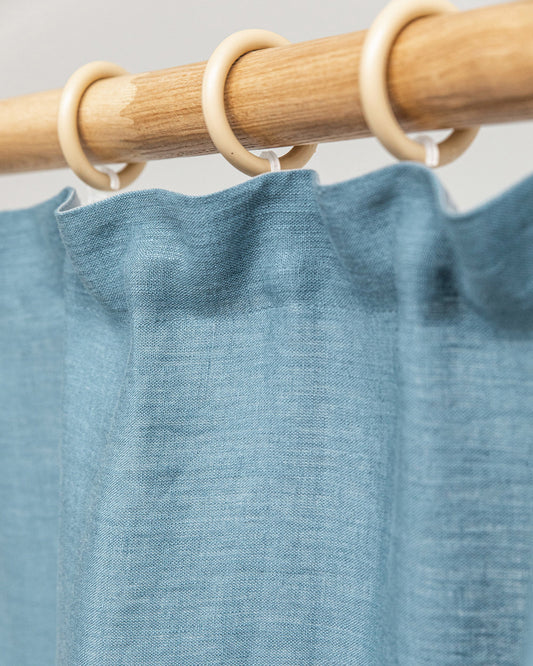Pencil pleat linen curtain panel (1 pcs) in Gray blue