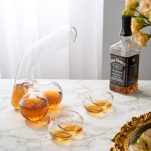 Penis Whiskey Decanter Bottle With Two Whiskey Glasses