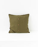 Pillow cover with buttons in Olive green