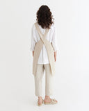 Pinafore cross-back linen apron in Natural linen