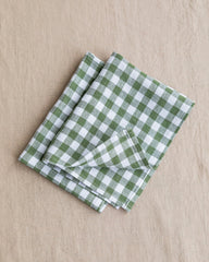 Forest green gingham linen placemat set of 2