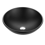 Amalfi Series 17 in. L x 17 in. W Round Bathroom Vessel Sink in Matte Black Finish Glass with Chrome Pop-Up Drain