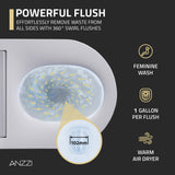 Smart Wall-Hung Elongated Bidet Toilet in White with Auto Lid, Heated Seat, Air Dry, Remot Control, and Night Light