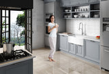 Prisma Series Farmhouse Solid Surface 36 in. 0-Hole Single Bowl Kitchen Sink with 1 Strainer in Matte White