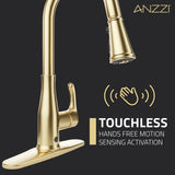 Sifo Hands Free Touchless 1-Handle Pull-Down Sprayer Kitchen Faucet with Motion Sense and Fan Sprayer