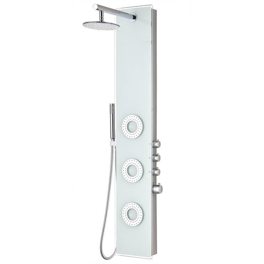 Lynn Series 58 in. 3-Jetted Full Body Shower Panel with Heavy Rain Shower and Body Jets and Spray Wand in White