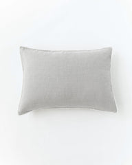 Pom pom trim linen pillowcase in Light gray