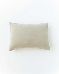 Pom pom trim linen pillowcase in Natural linen