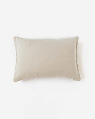 Pom pom trim linen pillowcase in Natural linen