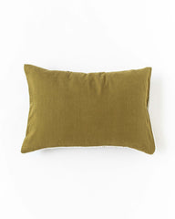 Pom pom trim linen pillowcase in Olive green