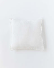 Pom pom trim linen pillowcase in White