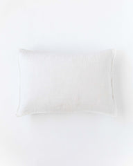 Pom pom trim linen pillowcase in White