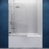 Grand Series 30 in. x 55 in. Frameless Hinged Tub Door with Clear Tempered Glass and Tsunami Guard
