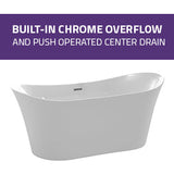 Eft Series 67 in. x 31 in. Flat Bottom Acrylic Freestanding 56 Gallon Soaking Bathtub with Center Drain in Glossy White