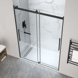 Stellar Series 76 in. x 57-60 in. Sliding Frameless Shower Door with Alcove Shower Base - Multiple Finishes
