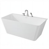 Vault Series 67 in. x 32 in. Flat Bottom Acrylic Freestanding Soaking Bathtub with Center Drain and Faucet