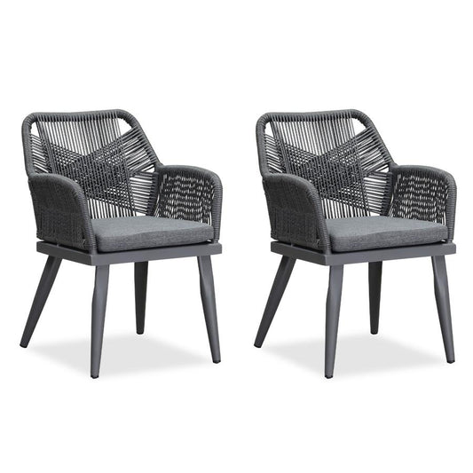 PURPLE LEAF Outdoor Dining Chair Set of 2 All-Weather Rattan Modern Dining Chair with Aluminum Frame for Kitchen Backyard Deck