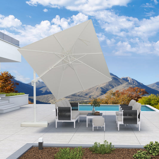 PURPLE LEAF White Outdoor Umbrella Left-Right Tilting Patio Cantilever Umbrella