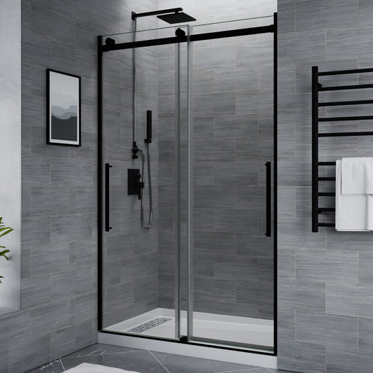 Stellar Series 45 to 48 in. x 76 in. Sliding Frameless Shower Door with Tsunami Guard Tempered Clear Glass