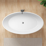 Cestino Series 67 in. x 36 in. Flat Bottom Solid Surface Freestanding Soaking Bathtub with Center Drain in Matte White
