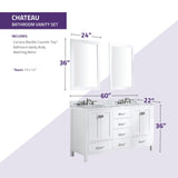 ANZZI Chateau 60" Double Vanity Set (36" H), Handmade Wood Cabinet, Carrara Marble Countertop, Soft-Close Storage, Paladin Protection Finish, Multiple Cabinet Colors