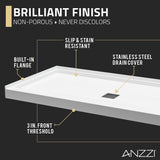 Kahn Series 60 in. x 32 in. Center Drain Alcove Shower Base and Frameless Sliding Door Combo with Tsunami Guard