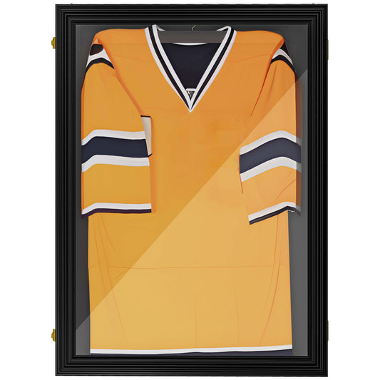 HOMCOM 23.5" x 31.5" Acrylic Shadow Box Frame, UV-Resistant Jersey Display Case with T-shirt Hanger and 2 Keys, Black