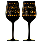 Crystal Halloween Stemmed Wine Glasses - Set of 2