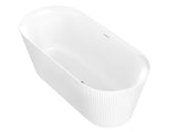 ANZZI Bailey Series 65" L Freestanding Soaker Tub with Deep Relaxation Depth (15"), Built-in Overflow, and Durable Acrylic/Solid Surface Construction, White