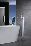 ANZZI Khone Floor Mount Tub Filler (41" H), 2-Handle Control, 60" Hand Sprayer, Solid Brass, cUPC Certified, Various Finishes
