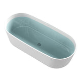 Sabbia Series 71 in. x 32 in. Flat Bottom Solid Surface Freestanding Soaking Bathtub with Center Drain in Matte White