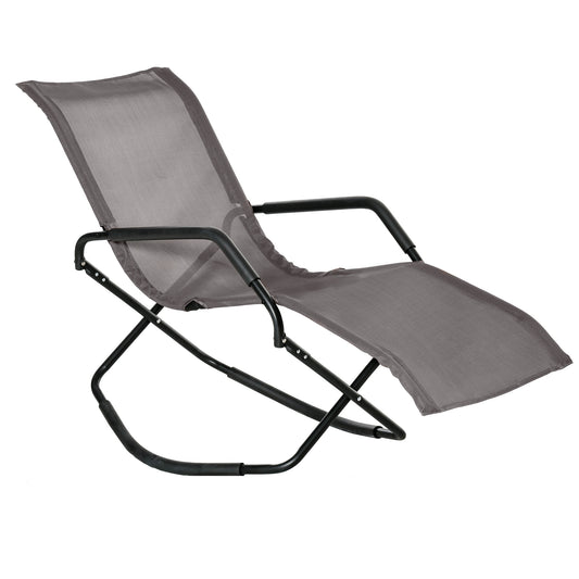 Outsunny Zero-gravity Rocking Sun Lounger Brown Outdoor Folding Recliner for Sunbathing