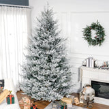 HOMCOM 9 FT Artificial Christmas Tree, Flocked Hinged Xmas Tree with 1939 Tips, Steel Base, Auto Open, Green