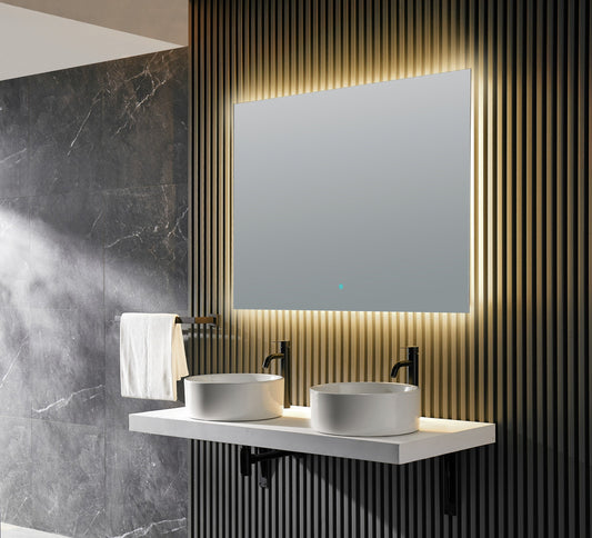 ANZZI Rectangular & Square LED Smart Mirror, 5MM Rhino Alloy Silver Glass, Built-in Defogger, Adjustable Color Temperature (3000K-6000K), Hardwire