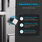 Aura Series 39 in. 2-Jetted Full Body Shower Panel System with Rainfall Showerhead and Spray Wand