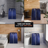 1-Person Indoor PP Plastic 1050 Watt Portable Infrared Home Sauna with Digital Controller and Foldable Chair, Blue