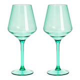 Floating Wine Glasses for Pool - Set of 2-15 OZ Shatterproof Poolside Wine Glasses, Tritan Plastic Reusable Stemware, Beach Outdoor Cocktail, Wine, Champagne, Water Glassware - Spring Summer (Green)
